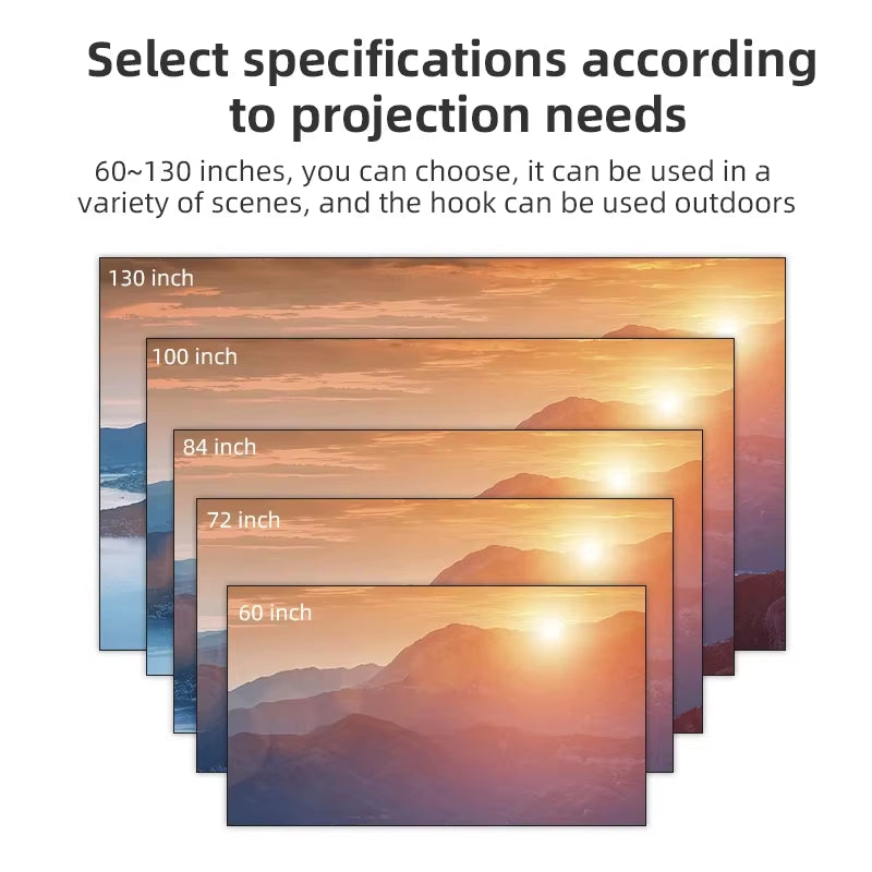 Projector Screen 16:9 High Brightness Reflective Foldable White Grid anti Light Curtain 100 120 Inch HD for Home Outdoor