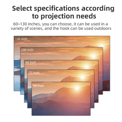 Projector Screen 16:9 High Brightness Reflective Foldable White Grid anti Light Curtain 100 120 Inch HD for Home Outdoor