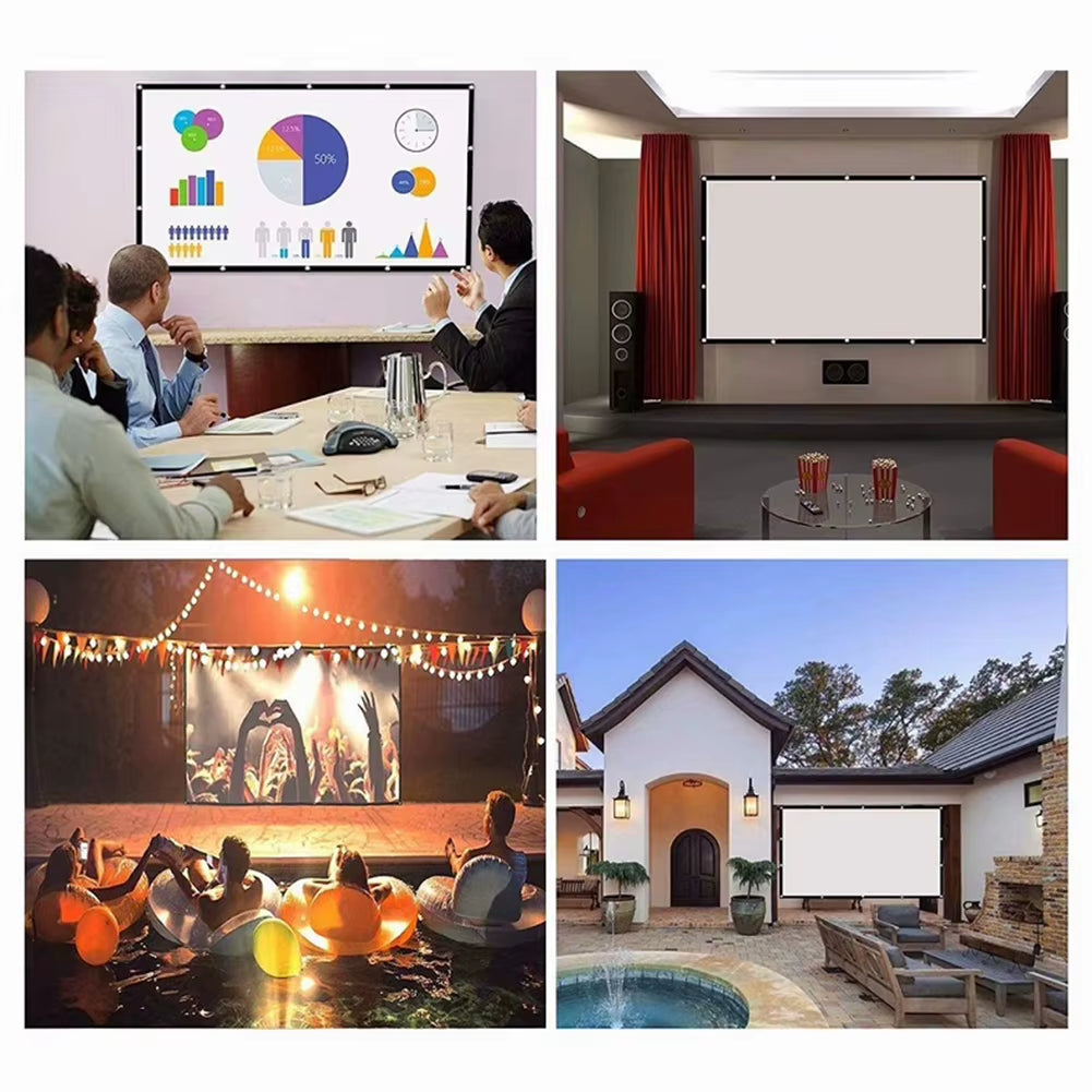 16:9 Simple Projector Curtain 60/72/84/100/120/150 Inch Portable HD Display Screen Home Cinema Theater Movie Home Outdoor Office