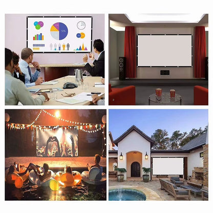16:9 Simple Projector Curtain 60/72/84/100/120/150 Inch Portable HD Display Screen Home Cinema Theater Movie Home Outdoor Office