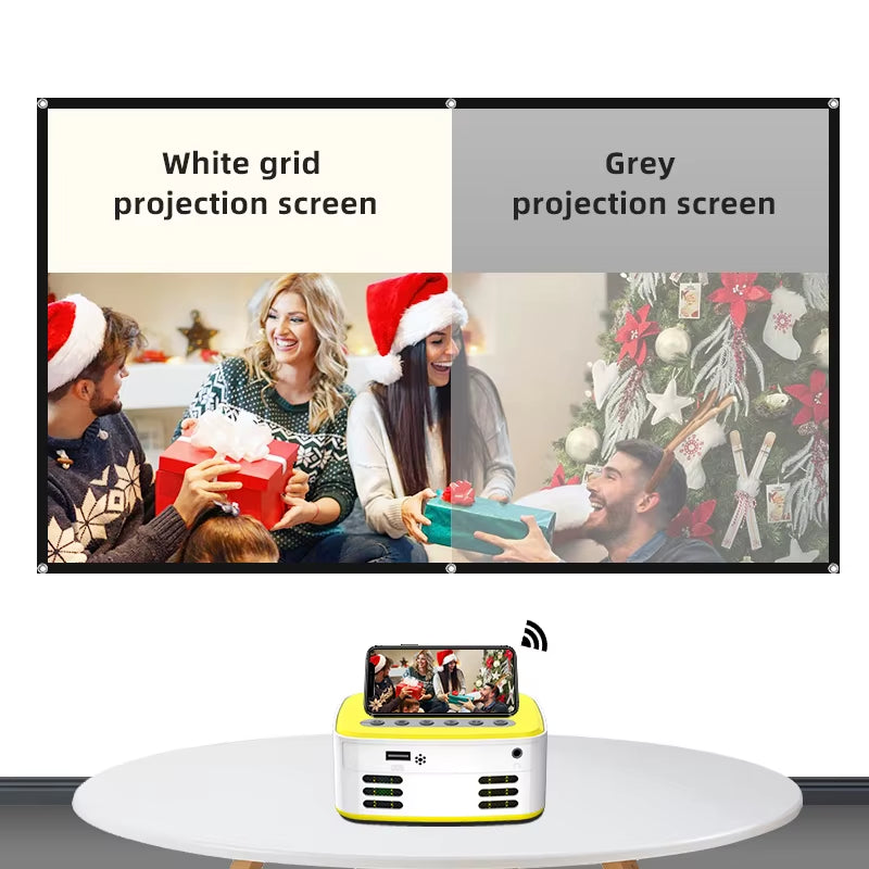 Projector Screen 16:9 High Brightness Reflective Foldable White Grid anti Light Curtain 100 120 Inch HD for Home Outdoor