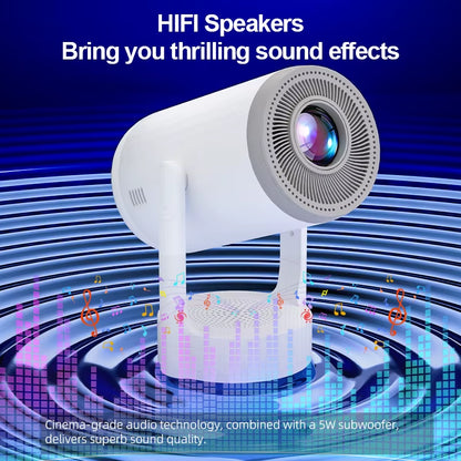 Mini Projector 4K 1080P Andriod 14 Wifi6 BT5.4 Home Cinema Outdoor Portable Projector with Touch Lamp HIFI Speaker