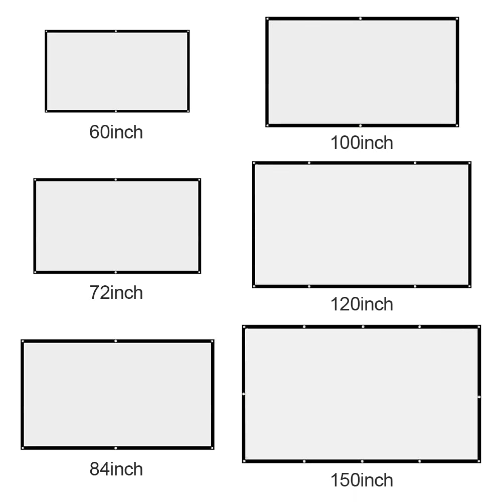 16:9 Simple Projector Curtain 60/72/84/100/120/150 Inch Portable HD Display Screen Home Cinema Theater Movie Home Outdoor Office