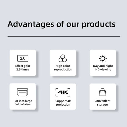 Projector Screen 16:9 High Brightness Reflective Foldable White Grid anti Light Curtain 100 120 Inch HD for Home Outdoor