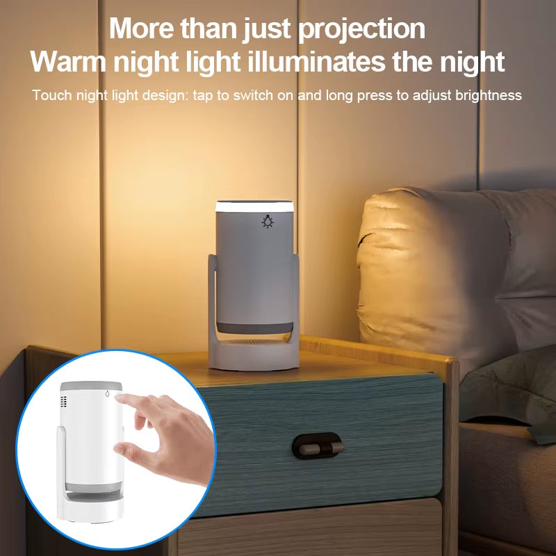 Mini Projector 4K 1080P Andriod 14 Wifi6 BT5.4 Home Cinema Outdoor Portable Projector with Touch Lamp HIFI Speaker