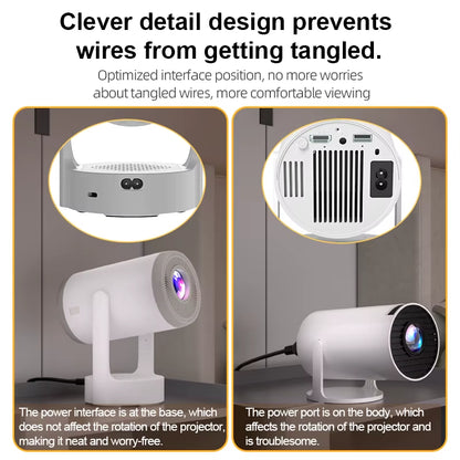 Mini Projector 4K 1080P Andriod 14 Wifi6 BT5.4 Home Cinema Outdoor Portable Projector with Touch Lamp HIFI Speaker