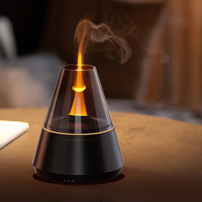 Simulated Flame Aroma Diffuser, Soundwave Technology Humidifier with Candlelight Effect, Scent Dispenser