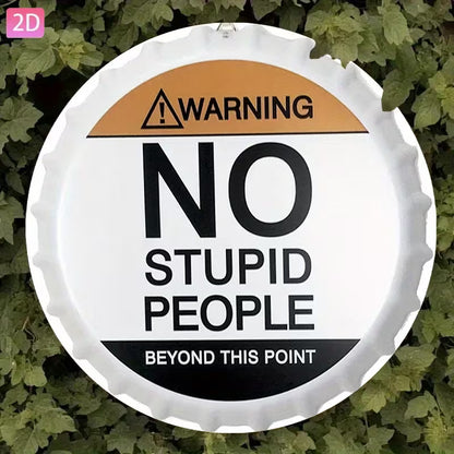 2D Flat, 1pc "Beer Cap Design--Warning" Retro Wall Decor Aluminium Sign