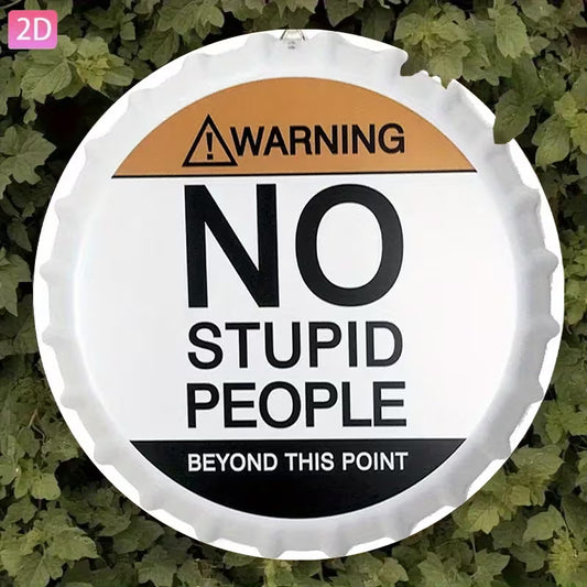 2D Flat, 1pc "Beer Cap Design--Warning" Retro Wall Decor Aluminium Sign
