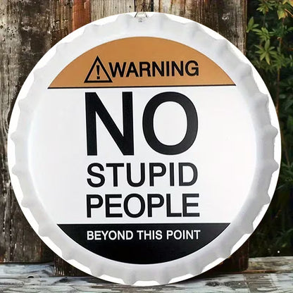 2D Flat, 1pc "Beer Cap Design--Warning" Retro Wall Decor Aluminium Sign