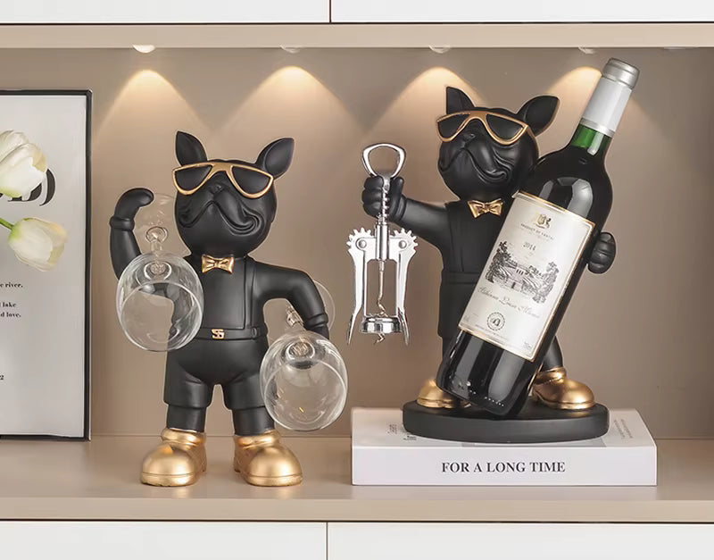 French Bulldog Wine Holder Resin Wine Racks Countertop Wine Stand Wine Bottle Holder Wine Bottle Rack Home Office Decor