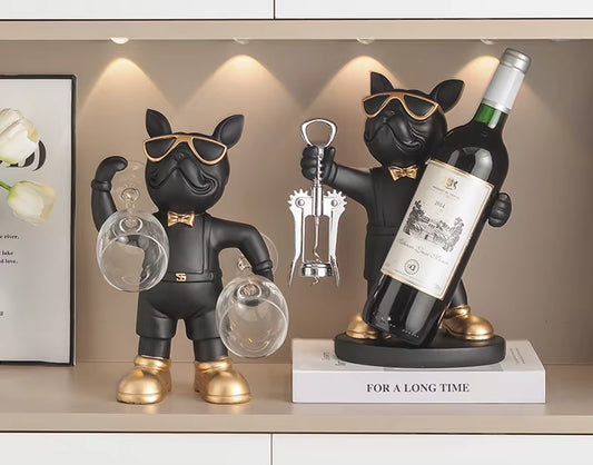 French Bulldog Wine Holder Resin Wine Racks Countertop Wine Stand Wine Bottle Holder Wine Bottle Rack Home Office Decor