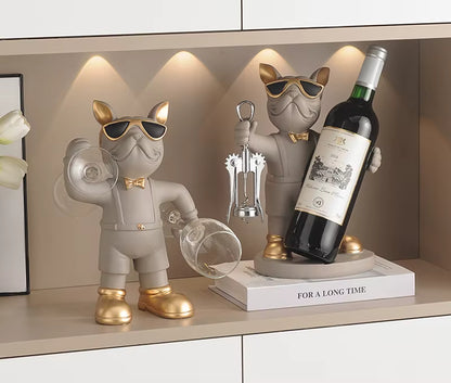 French Bulldog Wine Holder Resin Wine Racks Countertop Wine Stand Wine Bottle Holder Wine Bottle Rack Home Office Decor